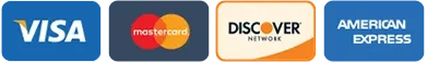 Accepted cards: Visa, Mastercard, Discover, American Express