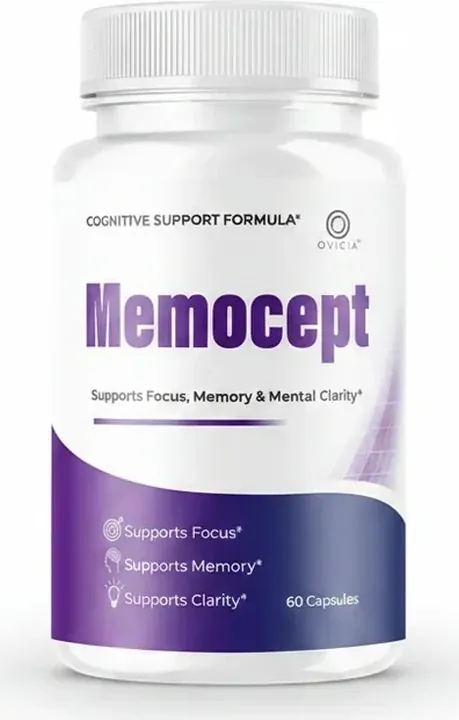 A single Memocept bottle with an older-style label reading 60 Capsules, Supports Memory and Supports Clarity